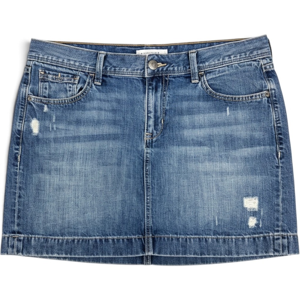 Old Navy Distressed Denim Mini Skirt Medium Wash Blue Cotton Size 12